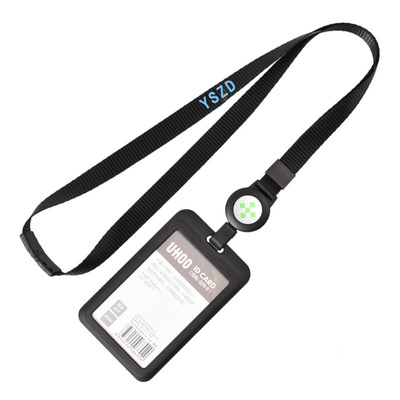 易拉扣繩挂帶工作證件卡套加安全扣定做圓形伸拉扣挂繩UV卡套定制