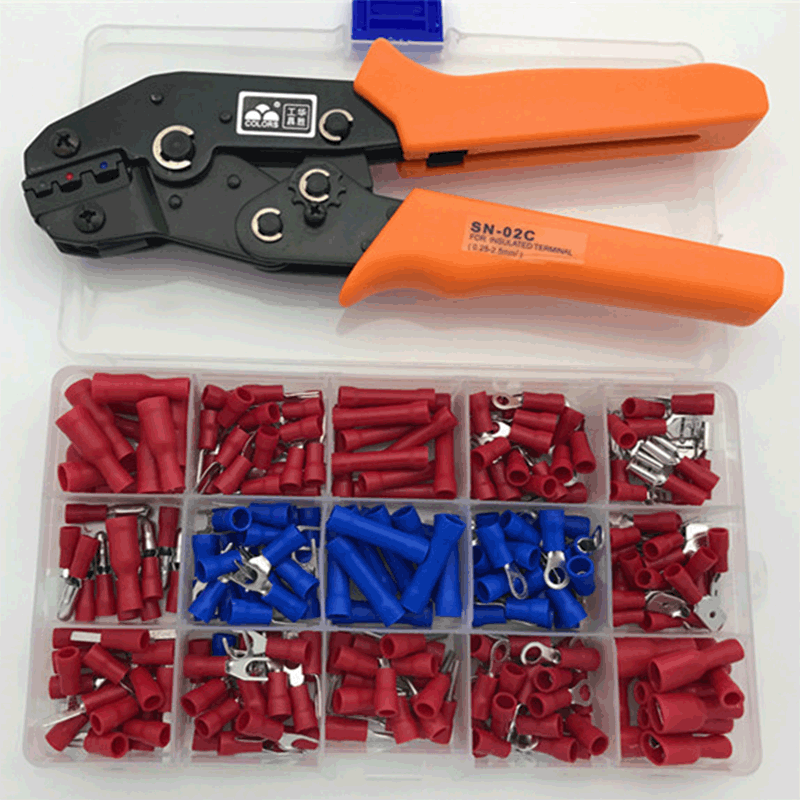 批发压接钳子棘轮式端子绝缘端子插簧压线钳压线钳冷压端子组合