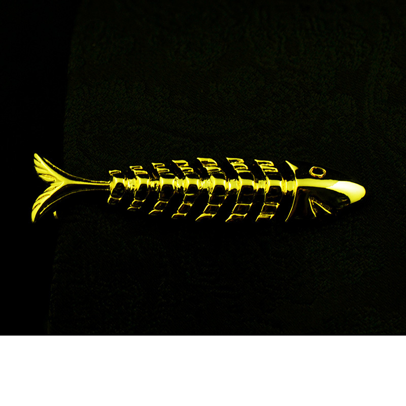 Inbeo boutique Tie clip gift gold silver fishbone shape wedding accessories in stock clip wholesale Tie clip