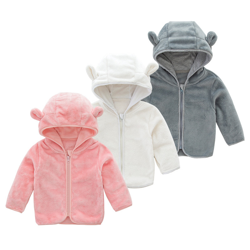 children Hooded Little Bear girl Boy lovely Ears Fleece coat jacket Autumn keep warm Wool sweater coat