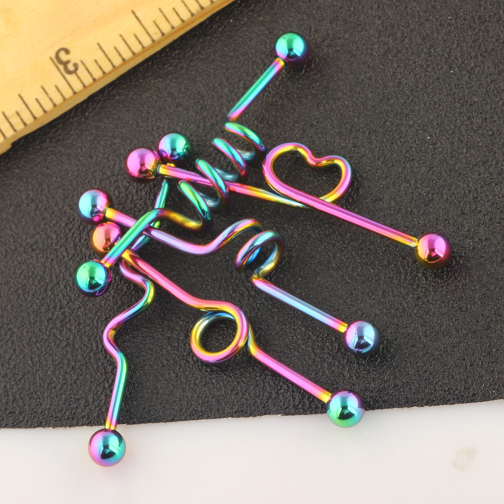 5-Piece Industrial Earring Set Long Rod Piercing Earrings Stainless Steel Ear Cartilage Jewelry Set detail image 41