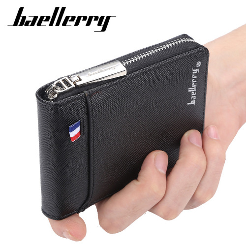 baellerry men's accordion card holder PU ID bag fashionable zipper multi-card slot coin purse wholesale