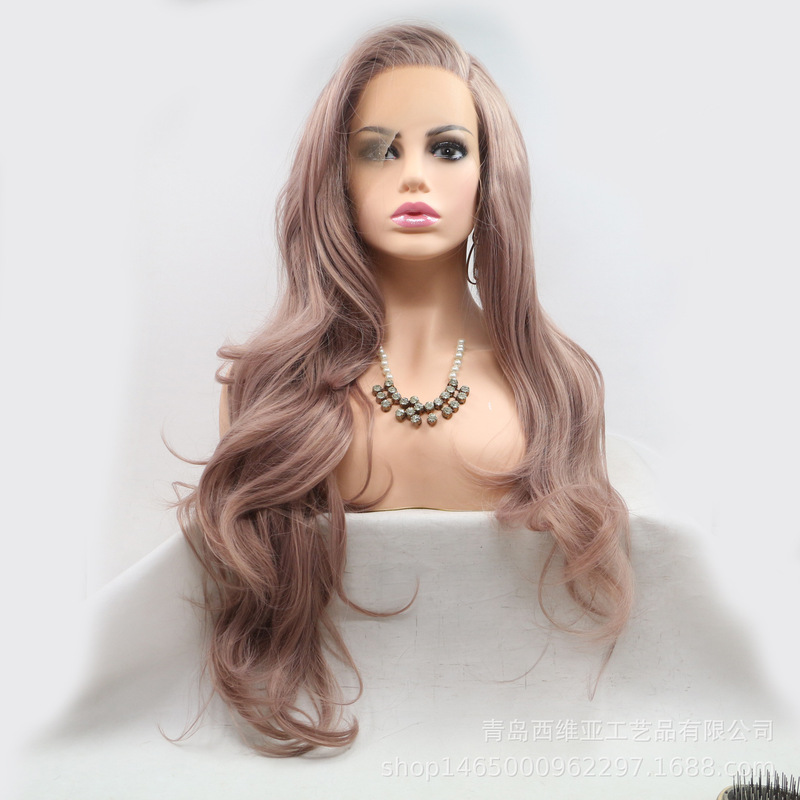 Qingdao Sylvia Chemical Fiber Wig Women's Dirty Pink Free Hand-Weaved Lace Front Headgear