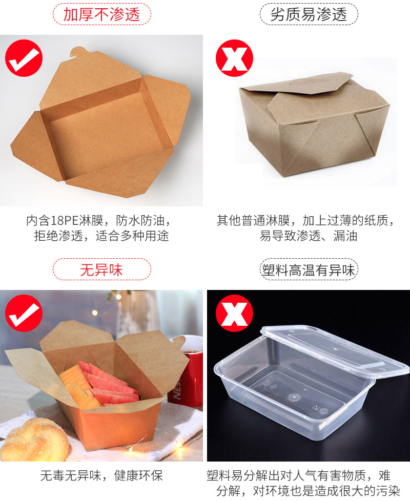 外卖打包盒_一次性牛皮纸外卖长方形纸餐盒饭盒水果沙拉寿司炸鸡便当盒 - 阿里巴巴
