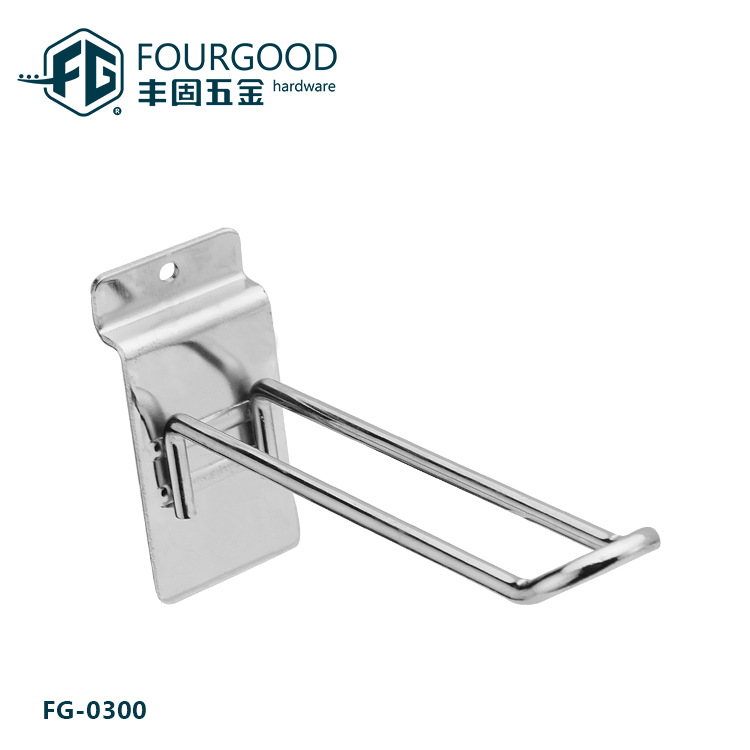 Foshan hardware supermercado metal letrero estante en forma de U gancho tienda letrero estante doble línea colgando gancho