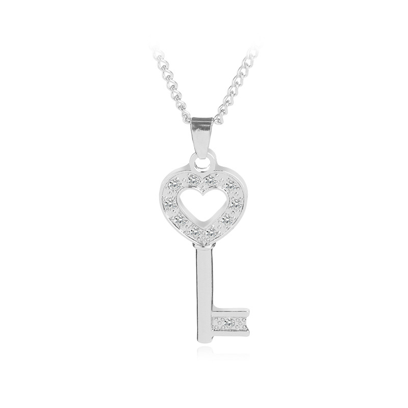 New Fashion Necklace Heart-shaped Key Love Diamond Pendant Necklace Wholesale display picture 10