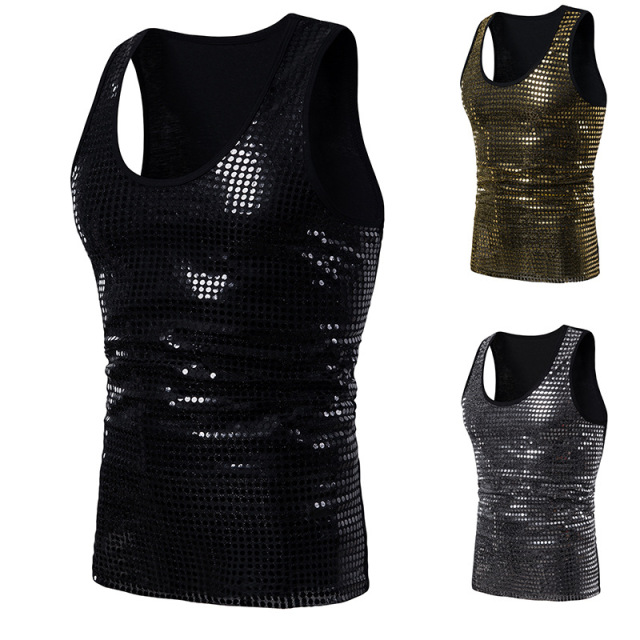 Men’s vest fashion sequins nightclub style dance performance 