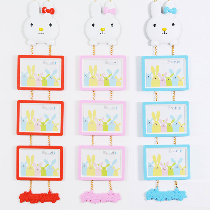 儿童相框可爱兔子三联7寸吊联相架 影楼批发出口公司礼品