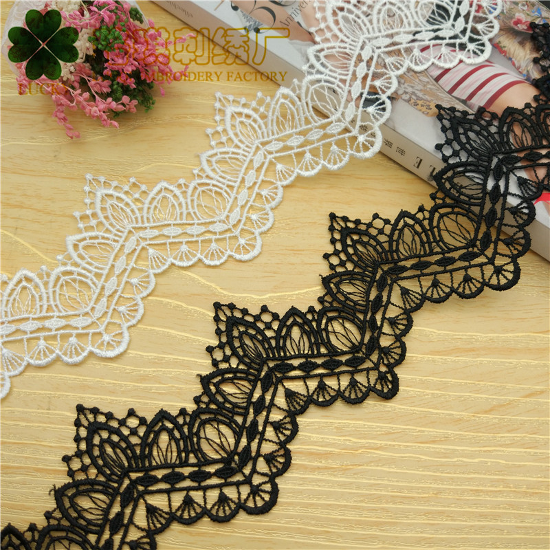 宽6cm精美涤纶水溶刺绣 莲花皇冠波浪边童装服装辅料配饰蕾丝花边