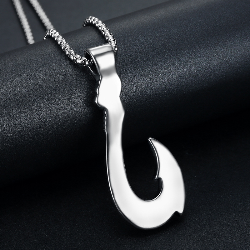 Fishhook Pattern Men'S Gender 1 Piece Fashion Fishhook Titanium Steel Men's Pendant Necklace