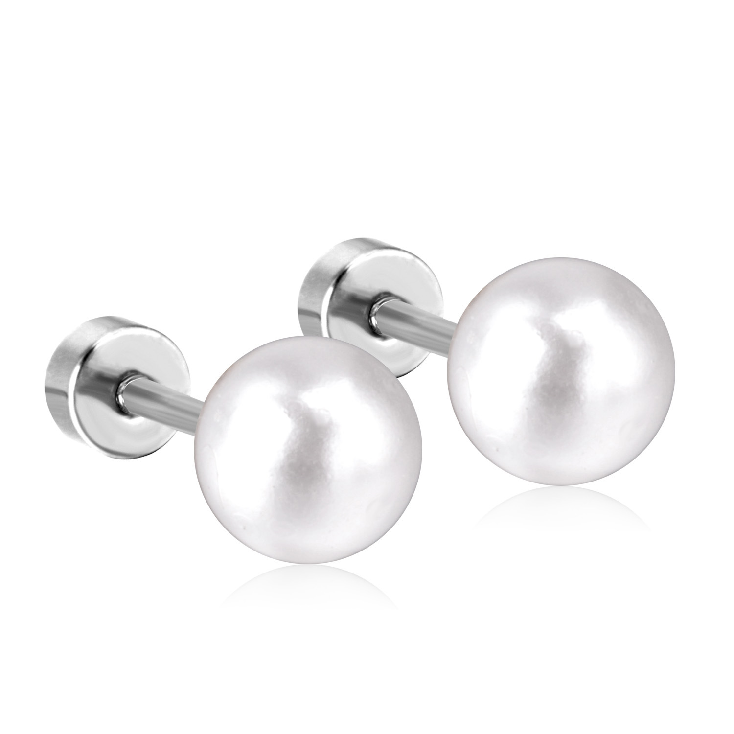 1 Pair Simple Style Geometric Inlay Stainless Steel Artificial Pearls Ear Studs display picture 7