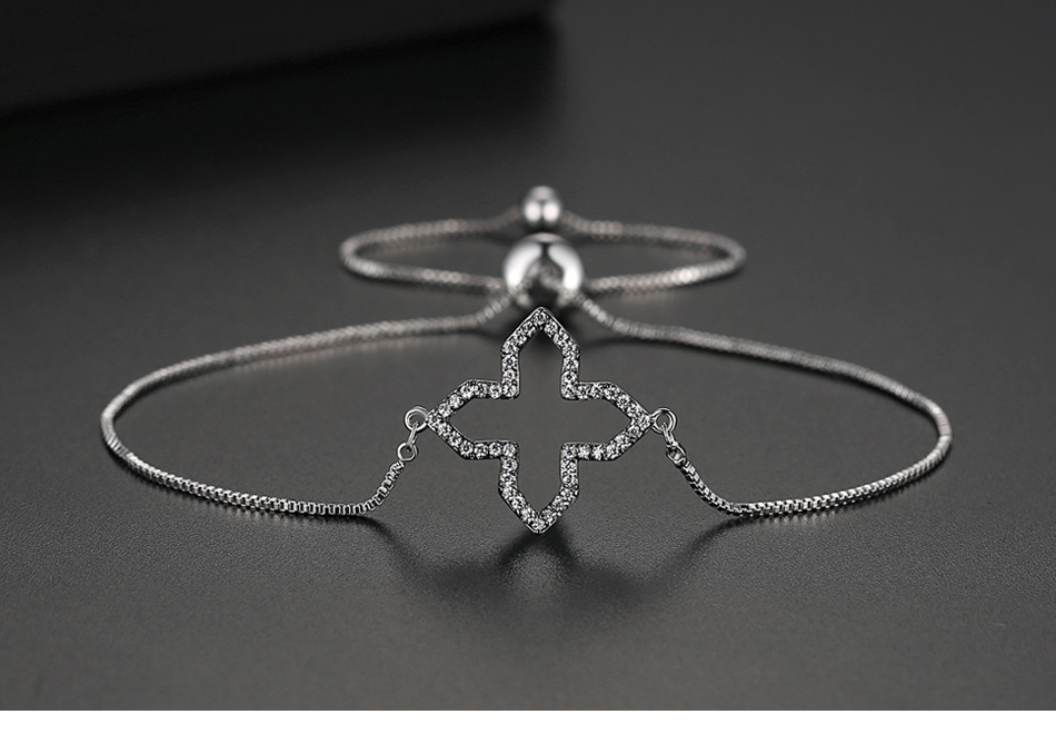 Adjustable Cross Female Copper Inlaid Zirconium Pull Bracelet Gift display picture 1