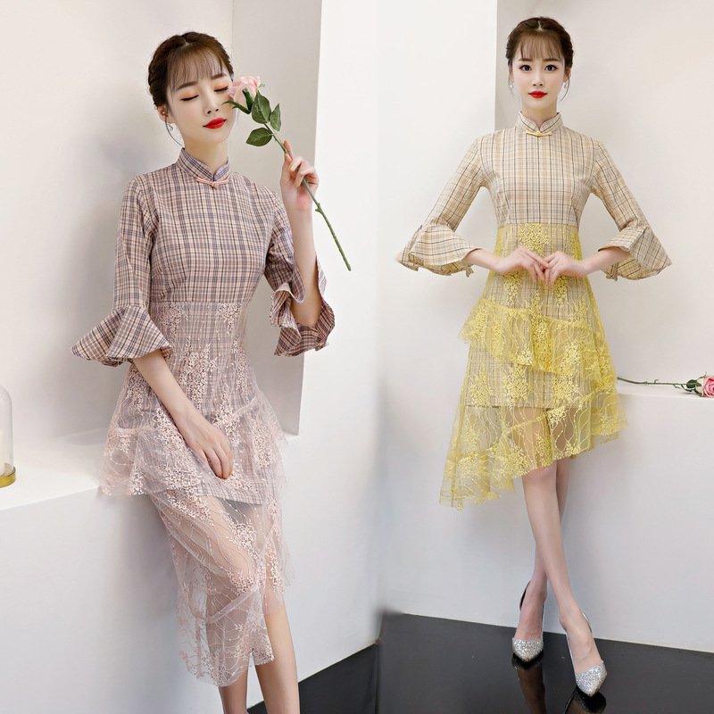 Long lace cheongsam
