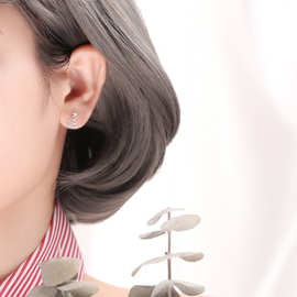 S925银小耳钉女韩版小鹿圣诞树不对称耳饰*养耳针学生礼物