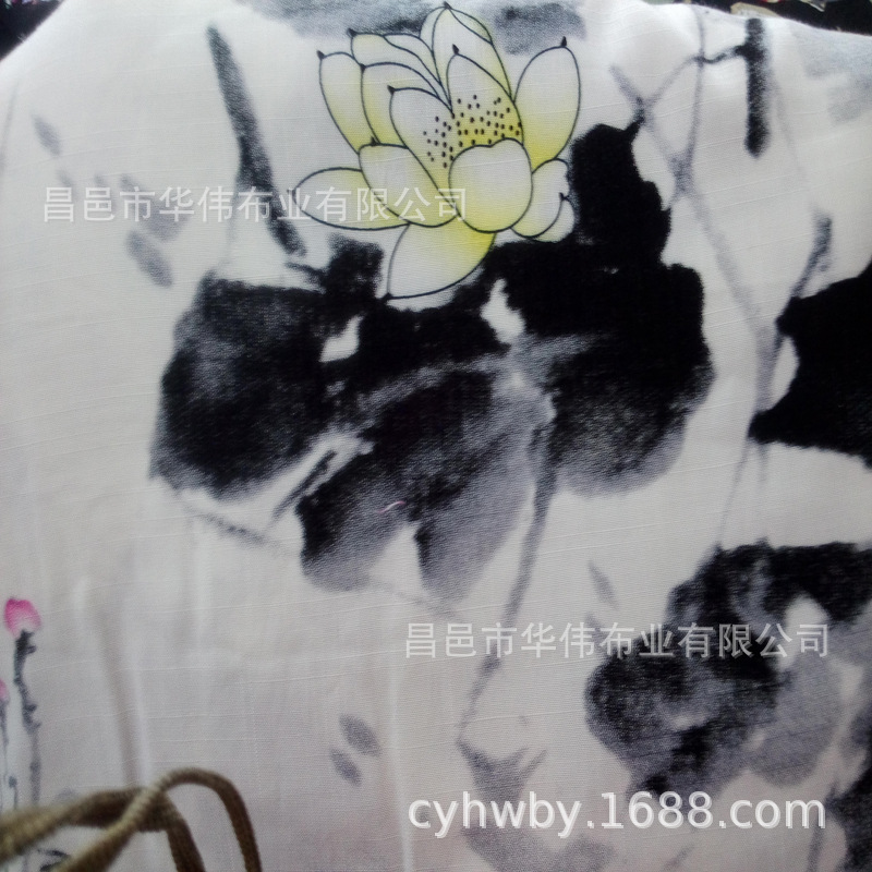 人棉印花布 黏胶床品面料 活性印花 中国风花型