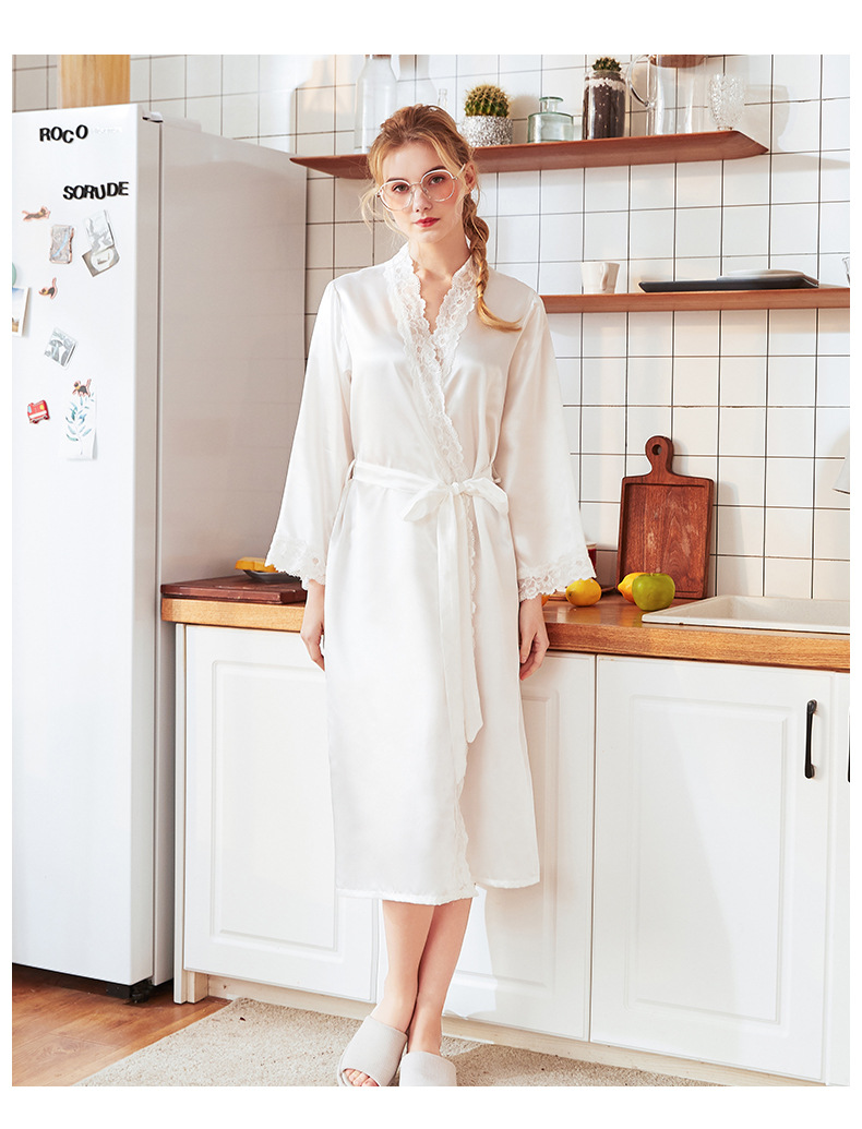 Summer Long Silk Dressing Gown Home Long-sleeved Wholesale Nihaojewelry display picture 7