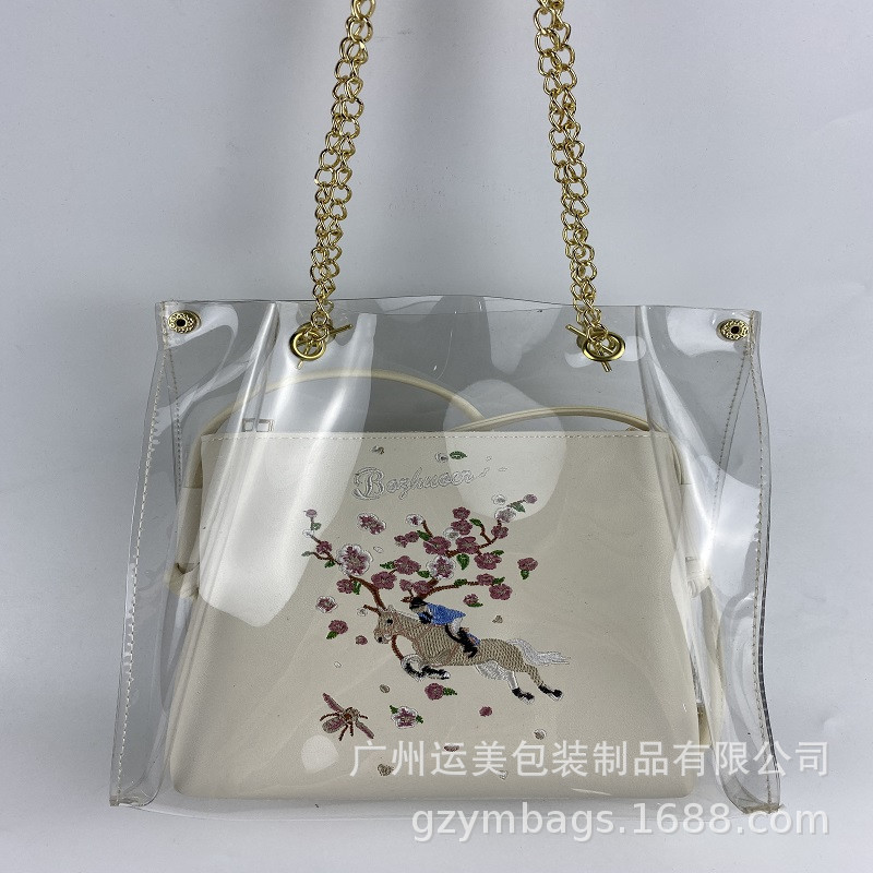 广州厂家专定新款韩版时尚美包潮流链条包小香风防水女包 pvc帆布