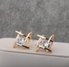 Fashionable crystal, square triangle, zirconium, copper earrings, Korean style