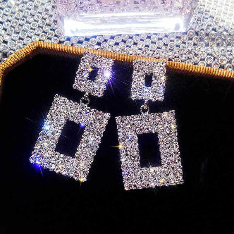 Retro Rhombus Alloy Plating Rhinestones Women's Drop Earrings 1 Pair display picture 2