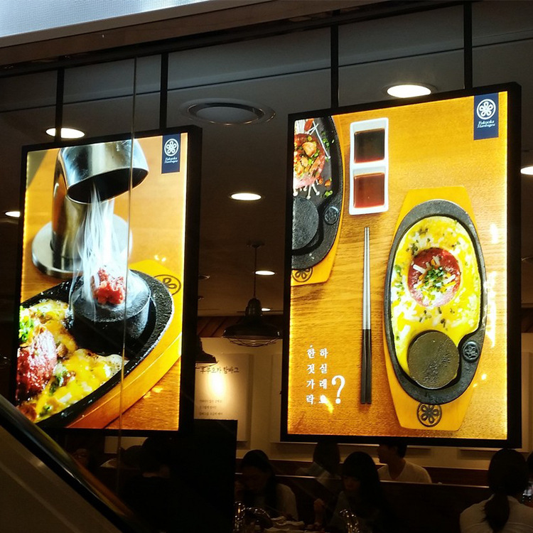 LED Two-sided Ultra-thin light box Aluminum frame Boom Hanging Showcase Highlight Advertising lamp box Manufacturers can be customized