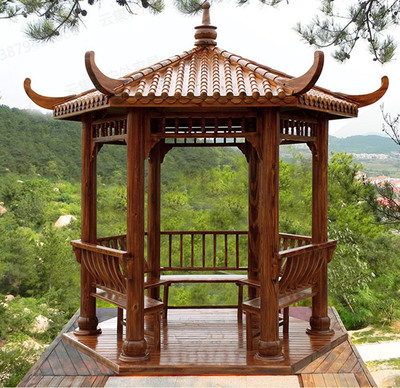solid wood Arbor outdoors villa courtyard Carbonize Anticorrosive wood To fake something antique Garden Mountain villa Scenery Pavilion Vine Gallery
