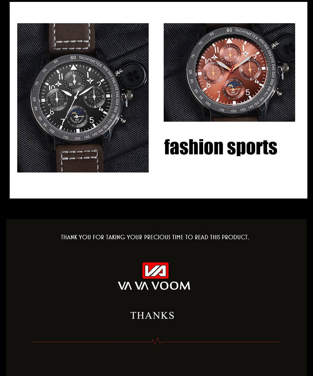 Men's Pilot Sports Authorization Multi-Function Watrproof Watch Wind Speed Measuring Fashion Watch Belt Watch_voghion.com