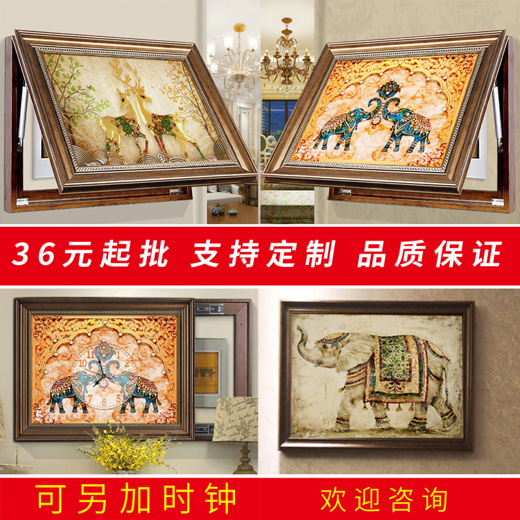 推拉液壓電表箱裝飾畫 客廳沙發背景牆電閘盒挂畫裝飾畫電表畫