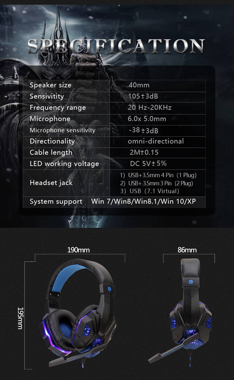 SY830MV Gaming Headphones - PS4 Xbox Computer 7.1 Channel Multi - Variants