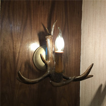 复古树脂鹿角壁灯走廊过道餐厅床头卧室个性创意壁灯