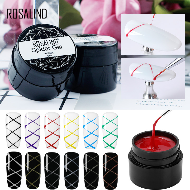 Rosalind蜘蛛甲油胶5ml弹力拉丝胶DIY彩绘拉线画花胶光疗胶小布胶