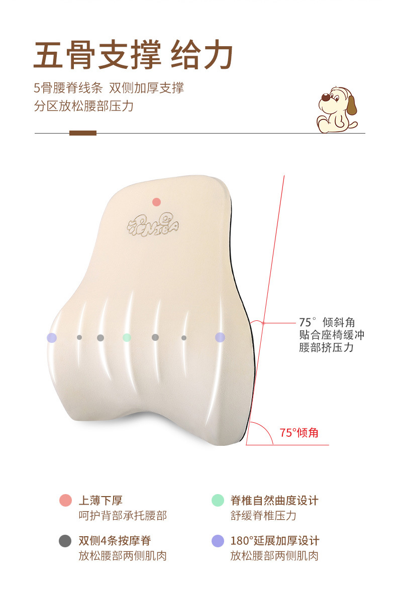 Car house factory direct car waist support slow rebound space memory cotton back cushion creative cartoon headrest