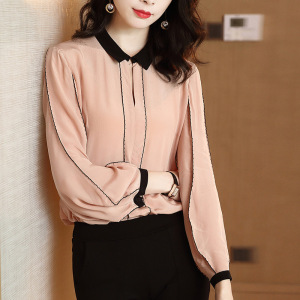 New Spring Fashion Lantern Sleeve Shirt V-collar Chiffon Shirt