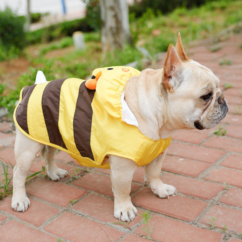 Wholesale Pet Raincoat Corgi French Bulldog Teddy Border Collie Golden Retriever Large Dog Waterproof Little Bee Clothes