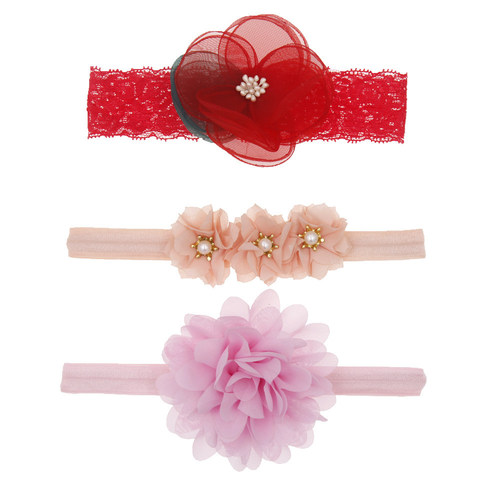 Fashion Korean style lace baby elastic headband baby flower crown headdress photo accessories three-piece set