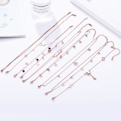 New Korean Style Titanium Steel Rose Gold Rose Foot Chain for Women, Simple Double Layer Geometric Student Foot Ring Small Accessory Wholesale