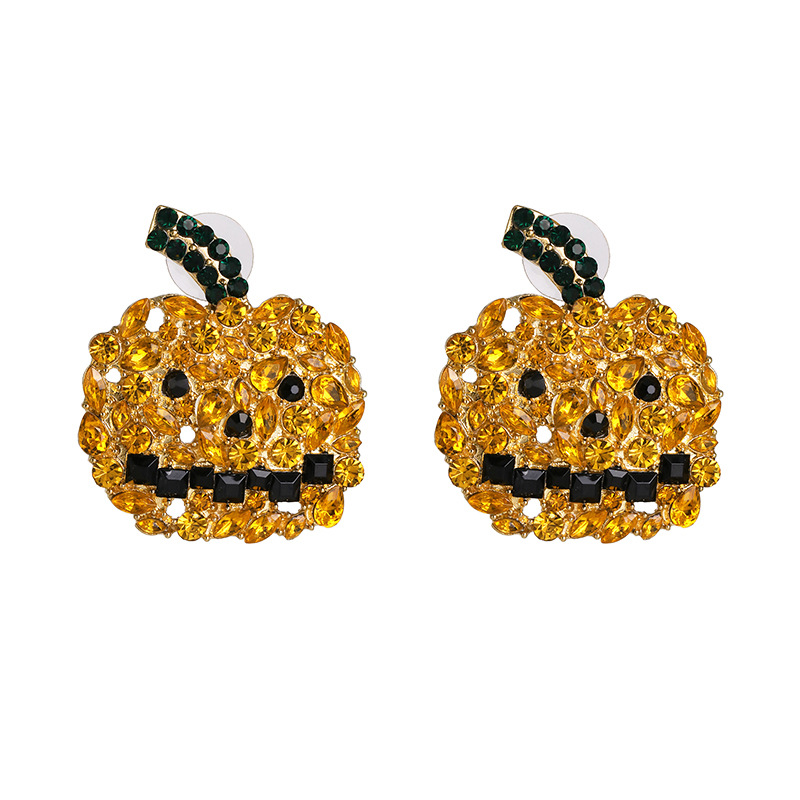 Horror Halloween Orange Pumpkin Ghost Combination Earrings Wholesale Nihaojewelry display picture 8