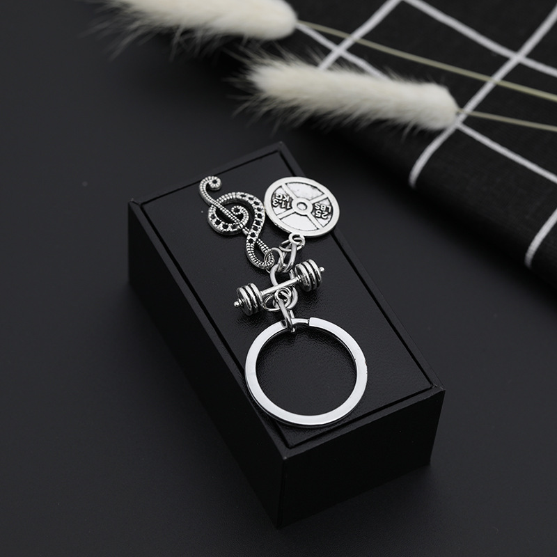 Explosion Keychain Street Fitness Dumbbell Note Pendant Keychain Pendant Accessories Wholesale Nihaojewelry display picture 5