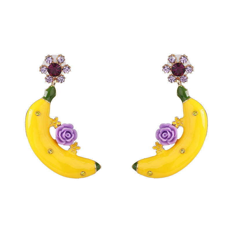 Banana Flower Earrings Diamond Stud Earrings Women's Earrings Wholesale display picture 7