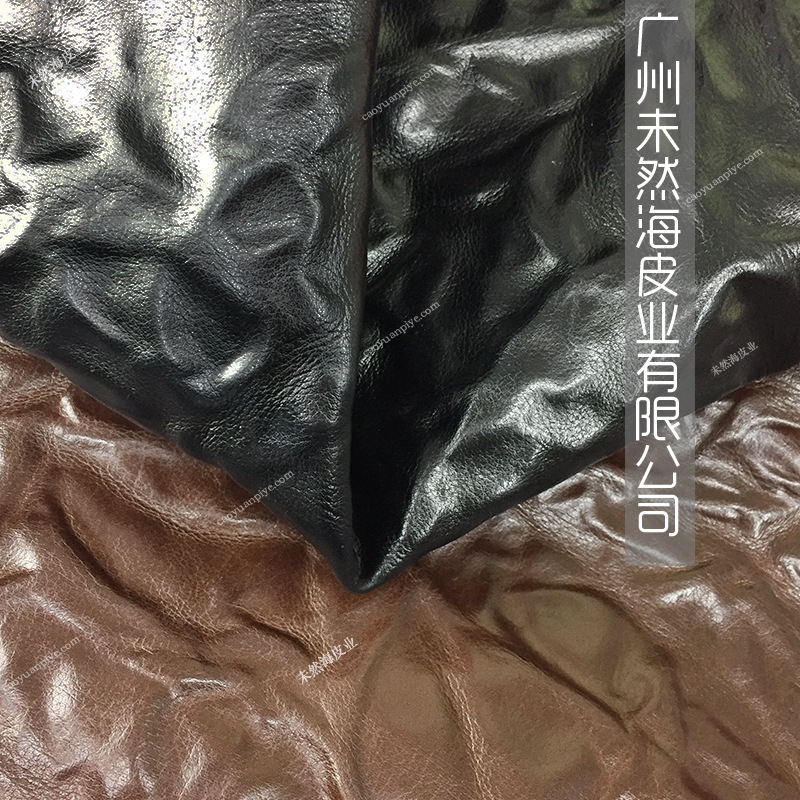 进口胎水牛植鞣抓花水染头层牛皮黑色咖啡色现货