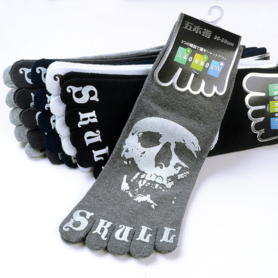 厂家直销纯棉五指袜男士爪子骷髅龙卡通全棉短中筒袜春秋分趾袜子|ru