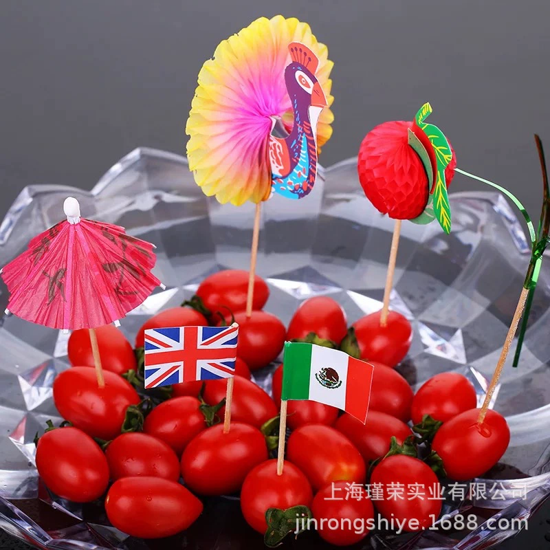 Одноразовый бумажный Зонт Цветочная палочка зонтик палочка Павлин Фруктовая палочка Бар Кафе Вечеринка декоративное искусство палочка фруктовая палочка