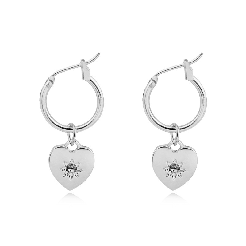 10g Weight No Inlaid Inlay Material Earrings Classification Travel, Festival Occasion Alloy Material Heart Pattern Women'S Gender Simple Style Style White, Gold Color Simple Style Heart Alloy No Inlaid Drop Earrings 2