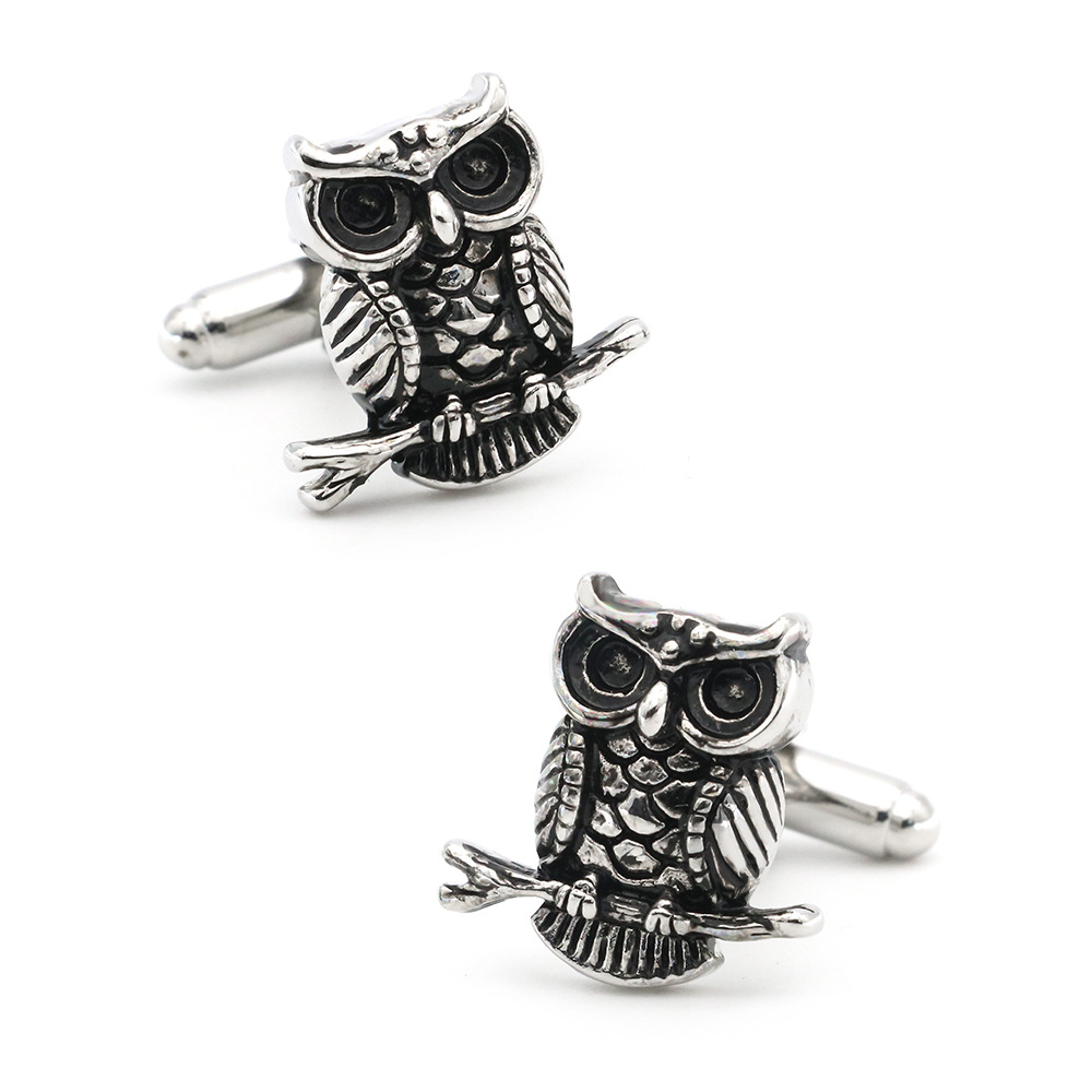 New Animal Series Black Vintage Owl Cufflinks Men's Metal Cufflinks Fashion Accessories Thickened Plating