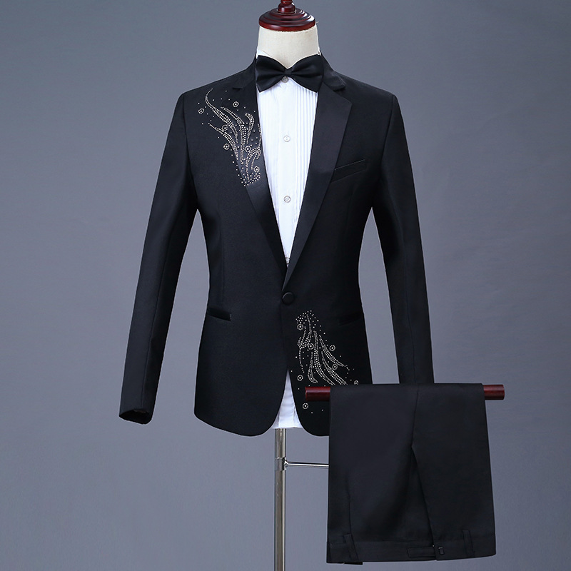 新作のスパンコール演出服舞台修身スーツセット男性司会者歌手大合唱衣装年会ドレス