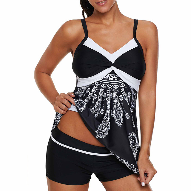 New Fertilizer Separate Printed Flat Angle Bikini Swimsuit