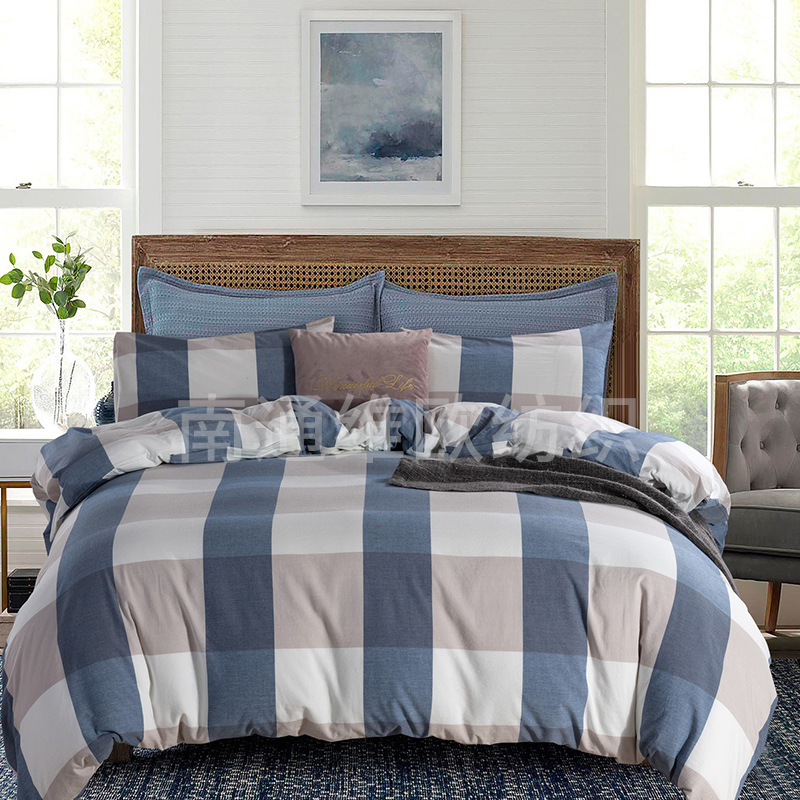 Cotton Yarn Dyed Wash Quilt Set Three Piece Duvet Cover Set ShopShipShake