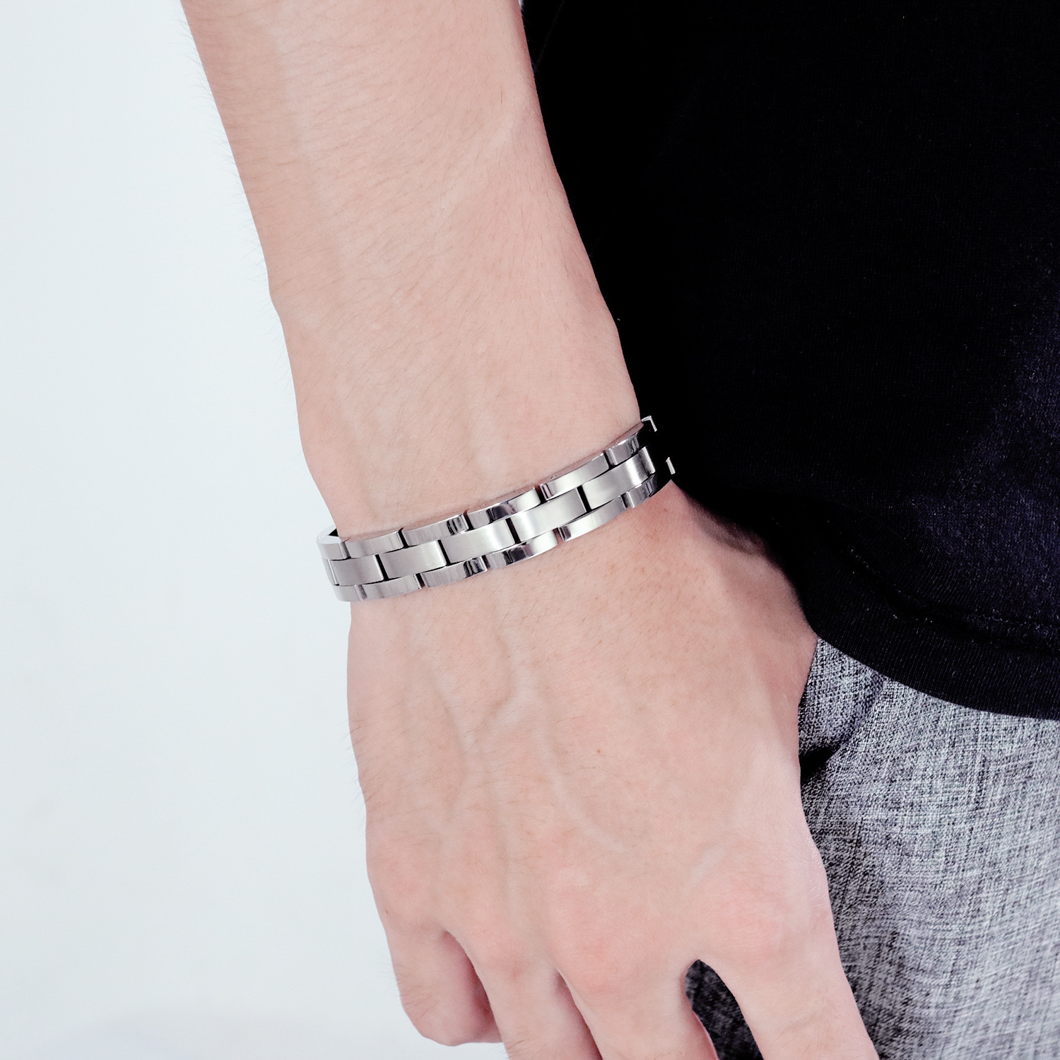 Supply Factory Price Wholesale Cross-Border Jewelry Titanium Steel Trendy Bracelet Classic Men's Titanium Steel Bracelet