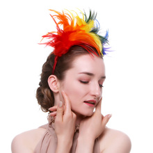 歐美彩色羽毛頭飾 萬聖節發箍 派對狂歡節日表演出賽馬會舞會發飾