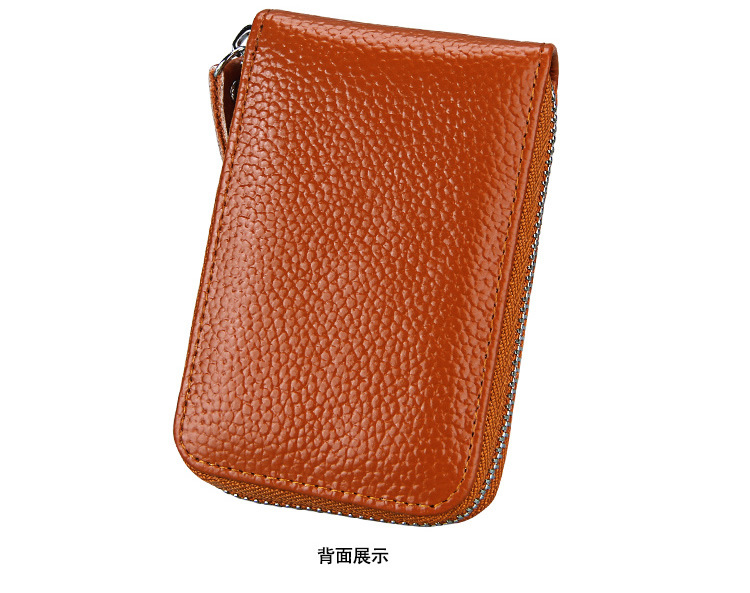 60g Weight Zipper Closure Type Business Occasion Genuine leather Material Solid Color Pattern Unisex Gender Coffee, Royal Blue, Orange, Dark Blue, Pink, Purple, Red, Green, Yellow, Black Color Unisex Solid Color Genuine Leather Coffee Royal Blue Orange Zipper Card Holders 7