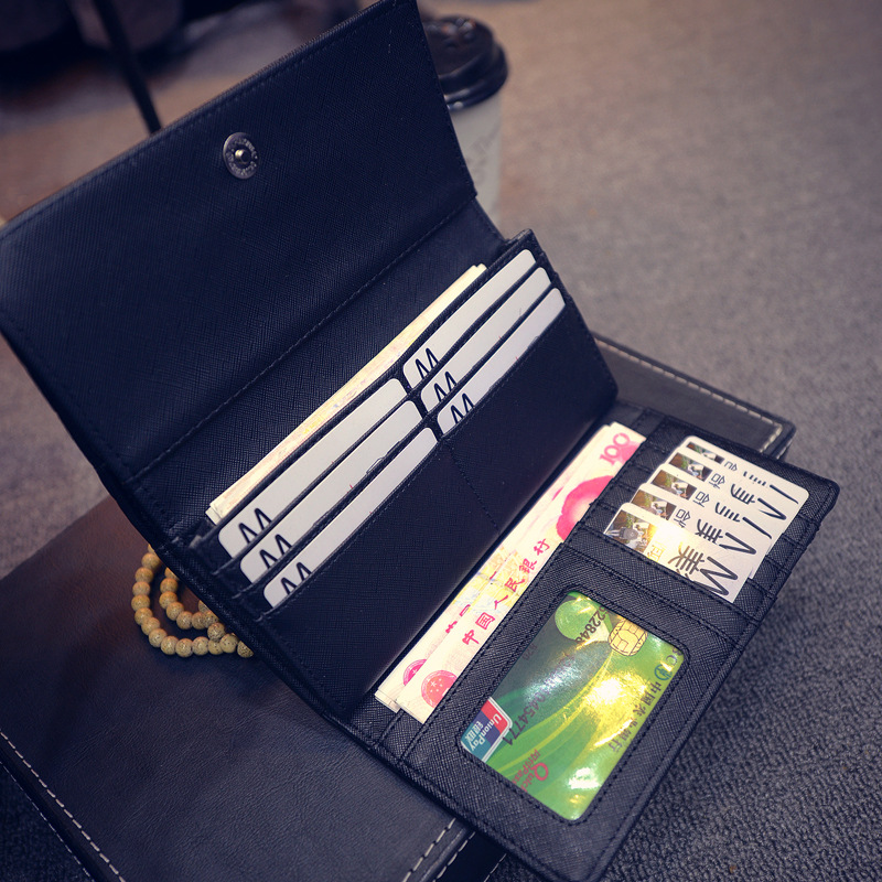 195g Weight Polyester Lining Material Magnetic Buckle Closure Type Pu Leather Material Solid Color Pattern Women'S Gender Fashion Style Square Shape Pink, Champagne, Black Color Korean  Diamond Tri-fold Large-capacity Wallet Wholesale 1